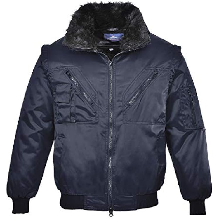 Portwest Pilot Jacket Bomber Work Wear Coat Heavyweight Aviator Protective Casual, Navy, Large