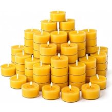 Crenovo Beeswax Tea Lights Bundle: 48 Pack Total, 244-Hour & 248-Hour Unscented Smokeless Tealight Candles for Home, Spa & Meditation
