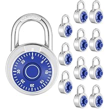 Combination Padlock 12 Pack, 50 mm (2") Blue Dial Fixed Dial with Different Combinations,for Gym & Locker,School,Toolbox,and More
