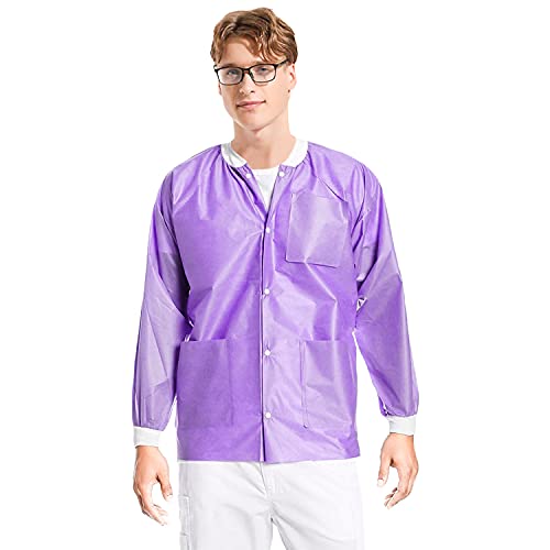 ValuMax 3630PPXL Extra-Safe, Wrinkle-Free, Noble Looking Disposable SMS Hip Length Jacket, Purple, XL, Pack of 10