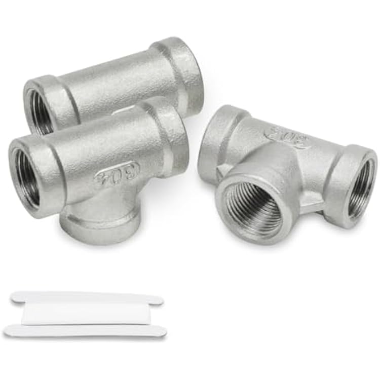 BWINTECH 3PCS 304 Stainless Steel Tee Pipe Fittings for Pipe Connecting, 1 x 1 x 1 Female NPT Pipe Fittings