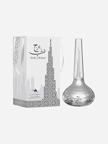 Burj Dubai By Le Chameau Eau de Parfum, spray natural, botella de cristal plateado