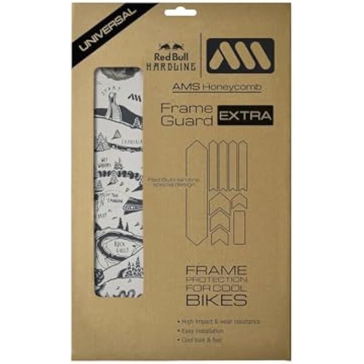 All Mountain Style Bike Frame Protector Extra - Universal Fit, 10-Piece Set for Down Tube, Chainstay, Cable Wear, High-Impact Honeycomb PVC