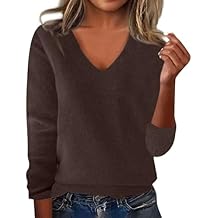 Cashmere Sweaters for Women Cashmere Sweaters for Women Crew Neck Long Sleeve Pullover Tops Soft Warm Cozy Lightweight Casual Wool Knit Sweater Coffee XX-Large