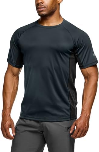 TSLA Mens Rashguard Swim Shirts, UPF 50 Protection Quick Dry, Stretch Comfort Fit, Flatlock Seams, Outdoor & Water Sports