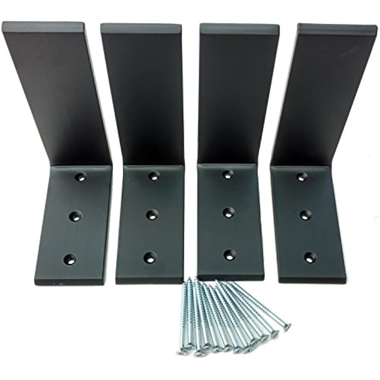 Dmax Heavy Duty L Brackets Black Steel 6 x 8 Hidden Countertop Support Brackets | 38 Thick, Holds 150 lbs | Floating Look for Granite, Quartz, Wood, Concrete