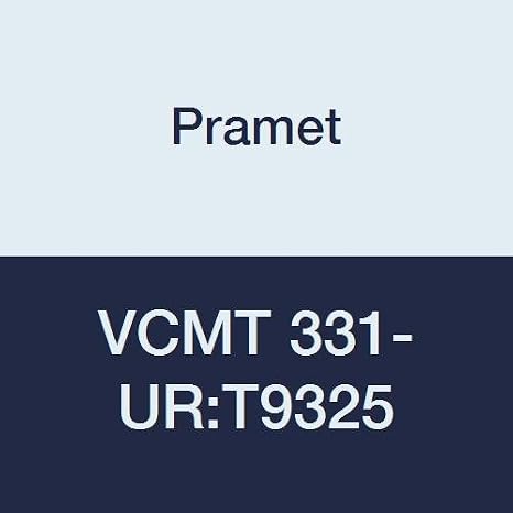 VCMT 331-UR:T9325 Carbide Steel (P25) Indexable Turning Insert, Positive, Fine Finishing, 3/8" I.C, 3/16" Thick, 0.016" Radius, CVD, 35 Degree Diamond, Black (Pack of 10)