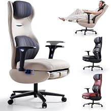 EMIAH Ergonomic Office Chair with Foot Rest Reclining Office Chair with Adjustable Arms and Headrest High Back Gaming Chair with Lumbar Support, PU LeatherRed