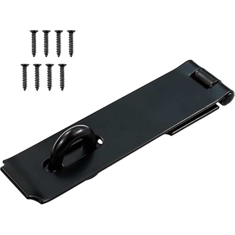 Heavy Duty Gate Lock, 7-34 Extra Thick Steel, Padlock Clasp, hasp Latch, shed Door Latch, Black