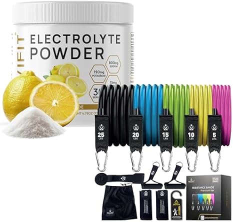 INEVIFIT Strength & Electrolyte Recovery Bundle, 150 LBS Resistance Band Set & Electrolyte Powder for Hydration & Performance