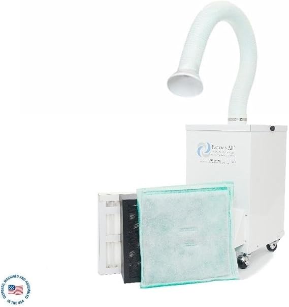 Extract-All Compact Fume & Odor Extractor - 350 CFM, Portable Smoke Remover with Suction Hose for Adhesive Chemical Cleaning Solvents Ink Laser Printing Fumes DIY Soldering- 3 Stage Filtration