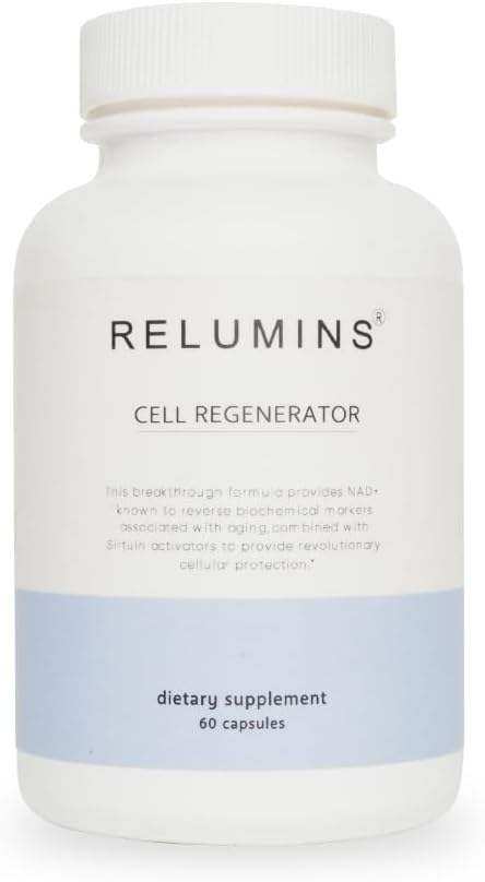 Relumins NAD+ Supplement with Nicotinamide Riboside, Resveratrol, Quercetin, Fisetin & Curcumin Focus, Vitality, Energy, Balance & Daily Wellness Support 60 Vegan Capsules