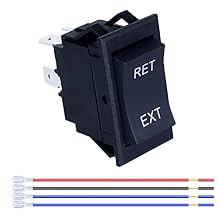 Momentary Reversing Polarity Rocker Switch, (ON) Off (ON) RV Jack Rocker Switch 30A 12V DC 4pin DPDT auto Reset Toggle Switch with Pre-Wires for 5th Wheel Tongue Trailer Stabilizer (1Pc)
