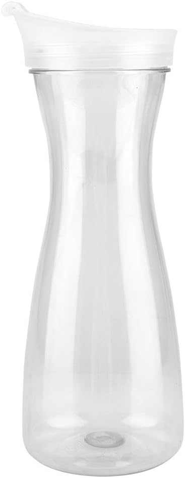 Water Carafe with Flip Top Lid, 600ml Clear Acrylic Juice Drink Pitcher Ice Cold Juice Jug Narrow Neck Drink Container Pitcher for Juice, Water, Ice Tea, Milk, Lemonade(8X6.5X20cm)