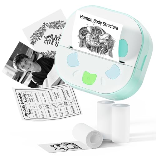 Label Maker Machine,D21 Portable Bluetooth Mini Label Printer, Smartphone Handheld Thermal Sticker Labeler Multiple Templates Font Icon Inkless Custom Label for Home Kids School Supplies, Blue