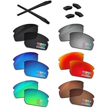 Bowyer 6 Pairs POLARIZED Replacement Lenses & Rubber Kits for Oakley Flak 2.0 OO9295 Sunglasses - Black + Titanium Mirror + Surf Blue Mirror + Fire Red Mirror + Jade Green Mirror + Brown