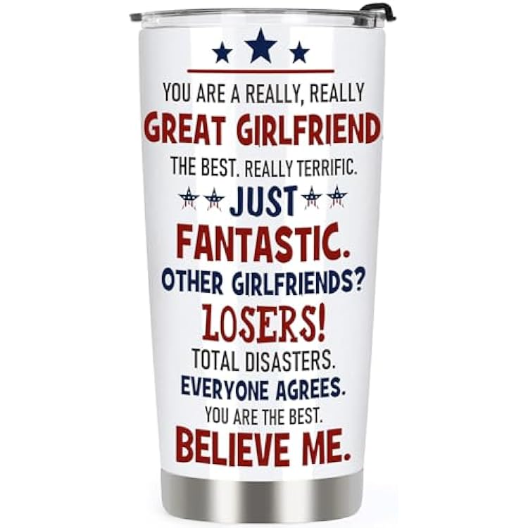 Best Girlfriend Ever Gifts for Girlfriend Her - Anniversary Birthday Gift for Her Romantic, Valentines Day Tumbler Cups, 20 OZ Stainless Steel Insulated Travel Coffee Tumbler Cup