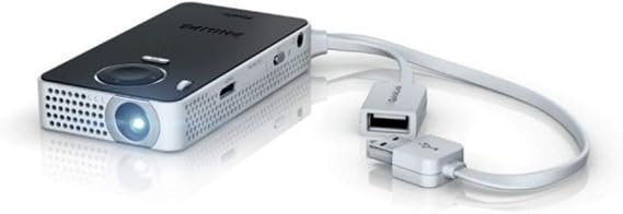 Philips PPX4350 Pocket Projector, 50 Lumens, LED, HDMI, 60 Inches Display, USB, 4,6 Oz