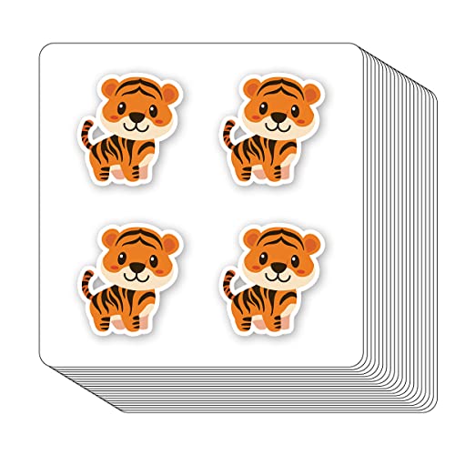 Tiger Stickers 1in for Scrapbooking, Arts, Craft, Kids DIY, Calendars, Journals Labels 80-Pack