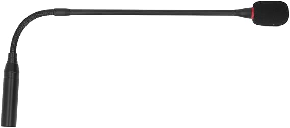 Dynamic Microphone, 3 Pin Straight Plug Quick Mounted Corded Voice Condenser Microphone, 18in Aluminum Alloy Commercial Audio Desktop Paging Microphone for Conference