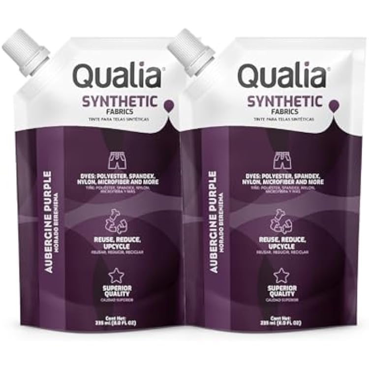 Qualia Synthetic Fabric Dye, Easy to Use, Perfect for Synthetic Fabrics: Polyester, Spandex, Nylon, and More, Ultra-Concentrated Colors for Vibrant Results, Aubergine Purple, 2 Pack