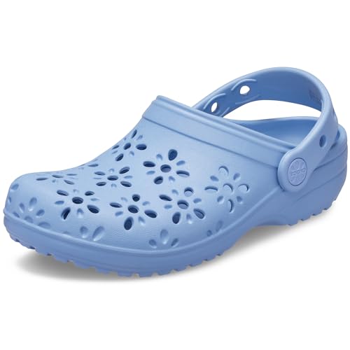 Crocs Unisex-Child Classic Clogs with Floral Cut Out Design, Kids and Toddler Shoes