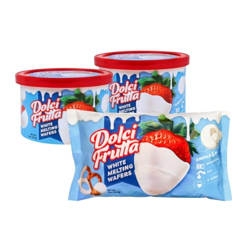 Dolci Frutta White Melting Wafers Bundle, 8oz Canister Pack of 2, 12oz Bag Pack of 1 | Simply Microwave, Dip & Done! Always Gluten-Free and Nut-Free