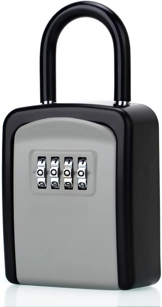 Key Lock Box, Combination Lock box with Code for House Key Storage, Combo Door Locker (Black-1pack)