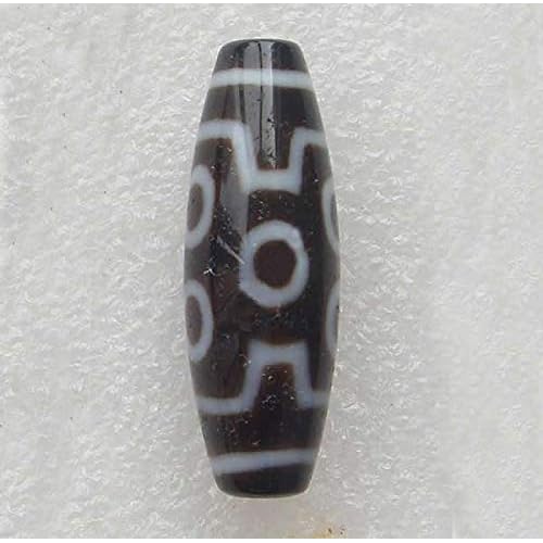Calvas Natural Tibetan Stone Dzi Beads Oval AAA Grade Seven Eyes & Two Tone Fit Bracelet DIY Fashion Jewelry Gift Men Women