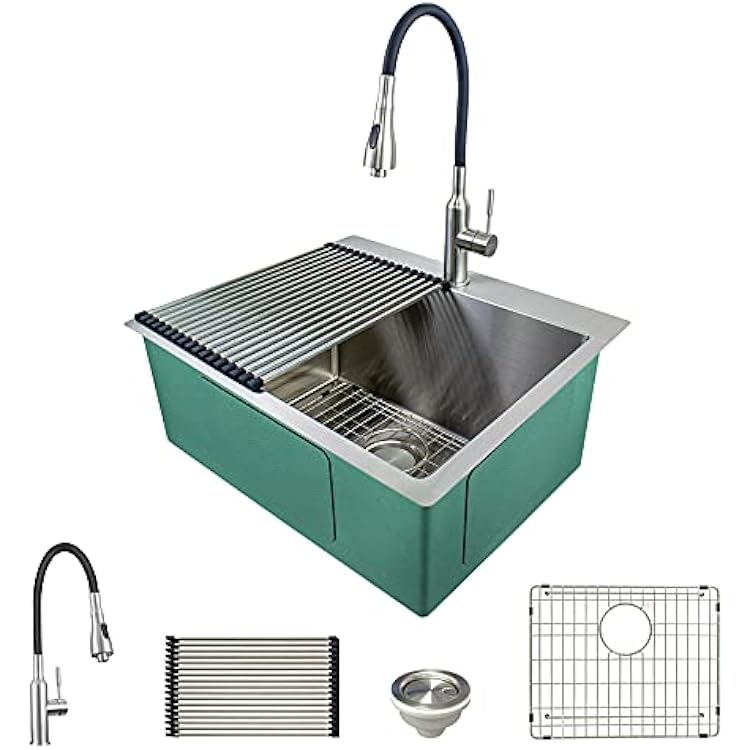 Transolid LSA3-252212-BS 25-in x 22-in Dual-Mount LaundryUtility Sink Kit in Brushed Stainless