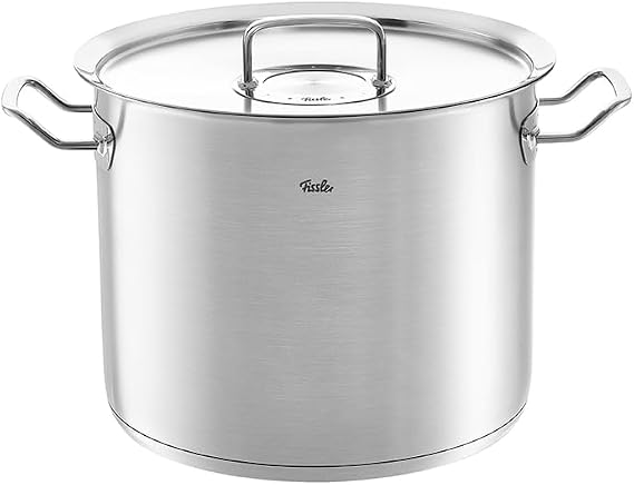 Fissler Original Profi Collection/High Stainless Steel Cooking Pot (Diameter 28 cm 14 L) Pots with Metal Lid Inner Scale - Induction Made in Germany