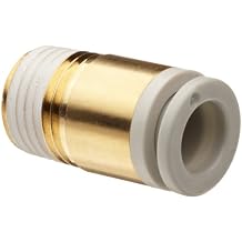 SMC KQ2S06-01AS Brass Push-to-Connect Tube Fitting with Sealant, Hex Socket Head Adapter, 6 mm Tube OD x 1/8" BSPT Male (Pack of 10)