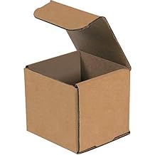 BOX USA Corrugated Cardboard Mailers, 3 x 3 x 3 Inches, Tuck Top One-Piece, Die-Cut Shipping Cartons, Small Brown Kraft Mailing Boxes (Pack of 50)