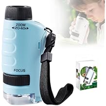 2026 New Mini Microscope for Kids, Upgraded Your Little Scientist Microscope, Kid Microscopes Handheld Miniscope Portable Microscopes Pocket Microscope for Kids (Blue)