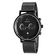 Uncle Jack Chronograph Watches for Men and Women | 42mm Black Steel Case with Mesh Strap | Classic Chrono Watch Movement | Water Resistant, Date Feature