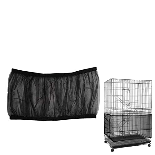 ISMARTEN Bird Cage Seed Catcher Mesh Skirt Cover, Black, Foldable, 59-98 in Circumference, 13 in Height, Prevent Scatter and Mess