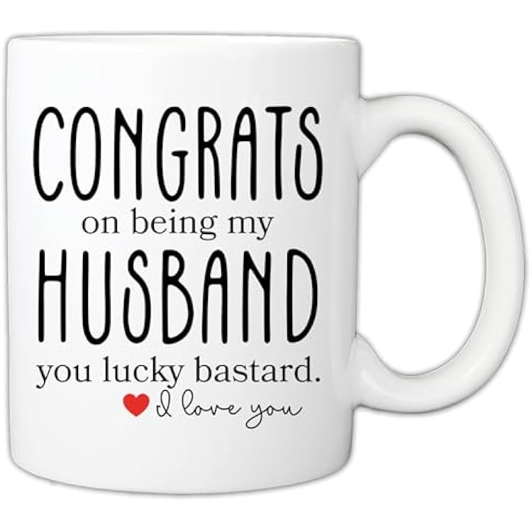 Funny Gifts For Husband - Birthday Fathers Day Valentines Day Gifts For Husband - Congrats On Being My Husband 11oz Ceramic Coffee Mug - Sarcastic Gag Gift Cup For Him
