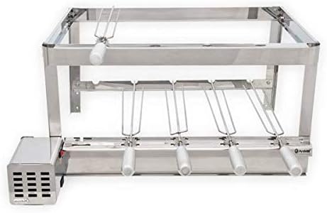 Brazilian BBQ Rotisserie Grill Stainless Steel 5 Skewers With Rest Level