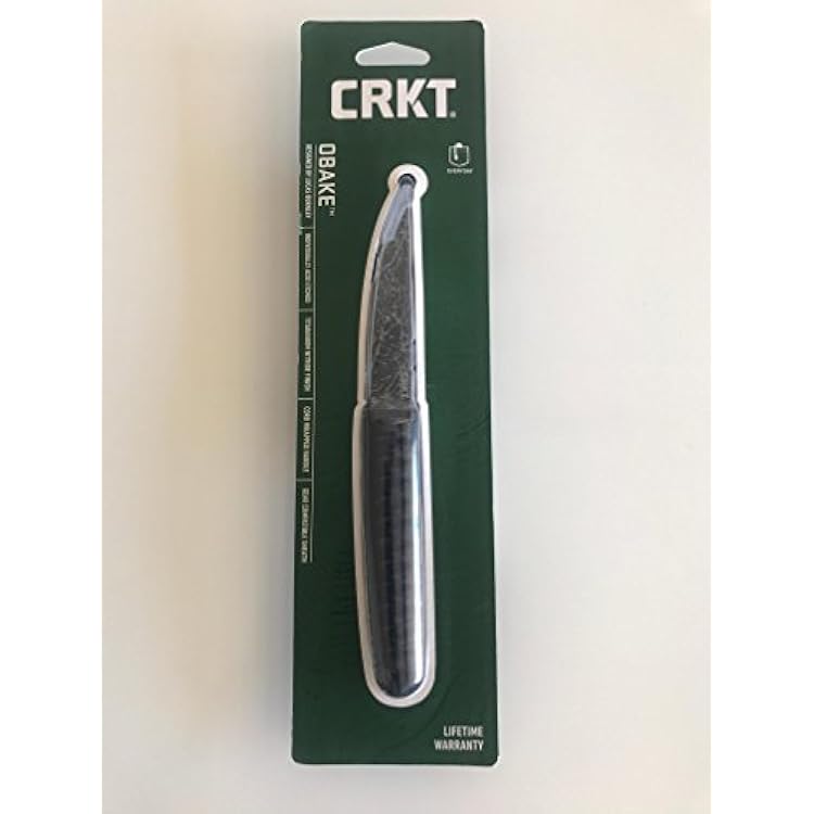 CRKT Obake Fixed Blade Knife: Retail Package Burnley Titanium Nitride Plain Edge EDC Knife, Outdoor Utility Knife with Handle Wrap, Etched Blade, and Nylon Sheath 2367C