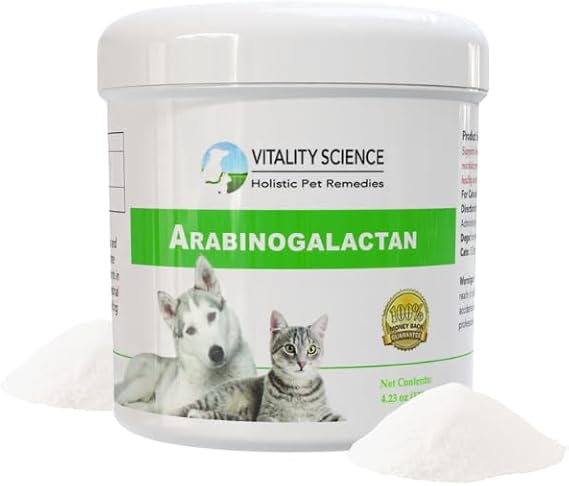 Arabinogalactan Water Soluble Prebiotic for Cats and Dogs | 100% Natural | Supports Immune Health | Maintains Proper Gut and GI Tract | Optimum Digestive Health (120g)