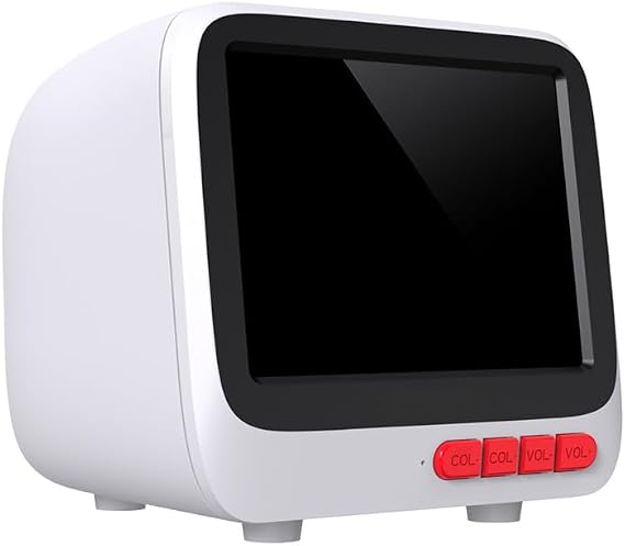 4-Inch High-Resolution Retro Mini Android TV, Portable Vintage Television Classic Game Console, Compact Smart Display (White)
