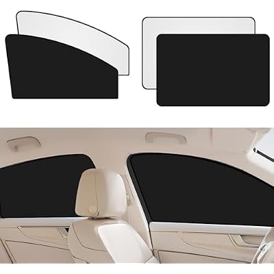 4PCS Car Window Shades, Magnetic Car Side Window Sun Shades, Automotive Side Window Sun Blocker for Light & Heat & UV Protection, Vehicle Privacy Curtains for Camping Sleeping