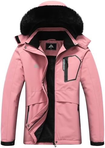 MOERDENG Womens Waterproof Snow Ski Jacket Warm Winter Coat Insulated Snowboarding Jacket Softshell Hiking Jacket
