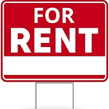 1PC For Rent Sign with Stand, 17 Inches by 13 Inches - Double Sided Signs - Corrugated Plastic - For Rent Yard Sign with Stake