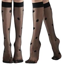 4 Pairs Pattern Knee High Stockings for Women Nylon Knee Highs One Size