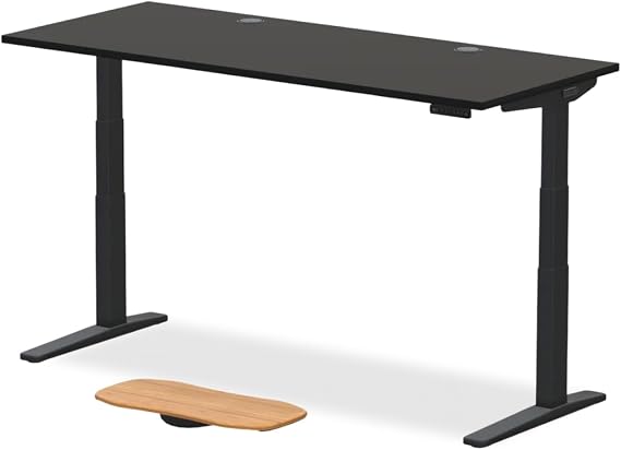 UPLIFT DESK V3 2-Leg Black Laminate Wood Standing Desk Adjustable Height, Advanced 1-Touch Memory Keypad, Under Desk Cable Management, Wire Grommets & Rocker Board (Black C-Frame, 72 x 30 inch)
