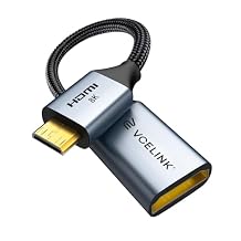 VCELINK Mini HDMI to HDMI Adapter Cable, 8K@60Hz/4K@120Hz, HDR Gold-Plated 7 inch High-Speed Mini HDMI Male to HDMI Female 48Gbps Cord for Camera, Raspberry Pi, Tablet, Monitor, Projector, 1 Pack