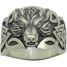 Viking Wolf Sterling Silver Celtic Mens Ring Three Interlocked Triangles Valknut