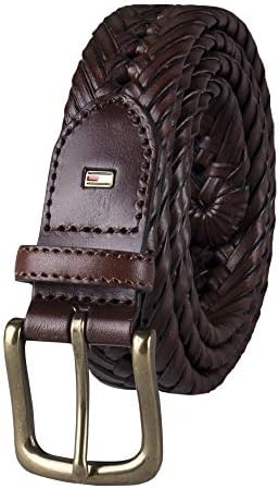 Tommy Hilfiger Mens Fully Adjustable Leather Braided Belt, Classic Strap for Jeans, Khakis & Dress Pants