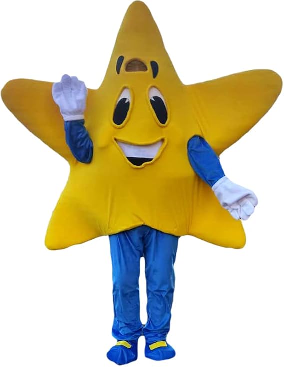 Yellow Five-Pointed Star Mascot Costume Cartoon Character Adult Size Real Picture